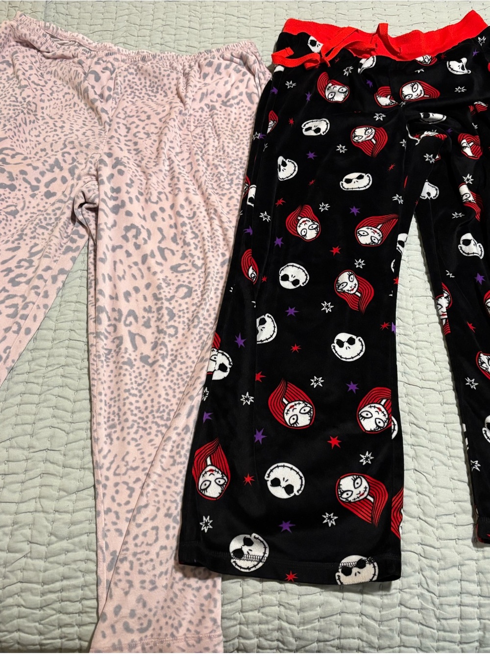 Kids Pajama Pants Set - Pink Leopard & Black Character Print